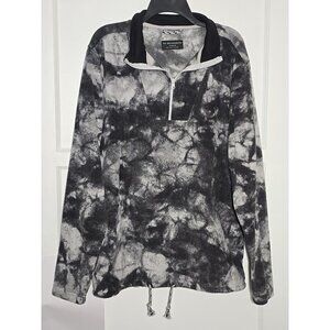 No Boundaries Mens Fleece Pullover Quarter Zip Size Large Black & Gray Pockets